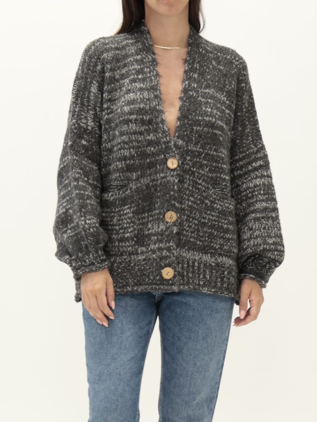 Cardigan 3 bottoni filo a contrasto
antracite