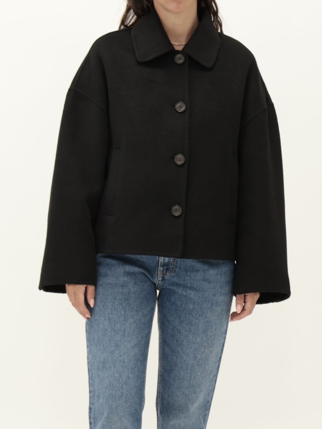 Cappotto hand made crop nero