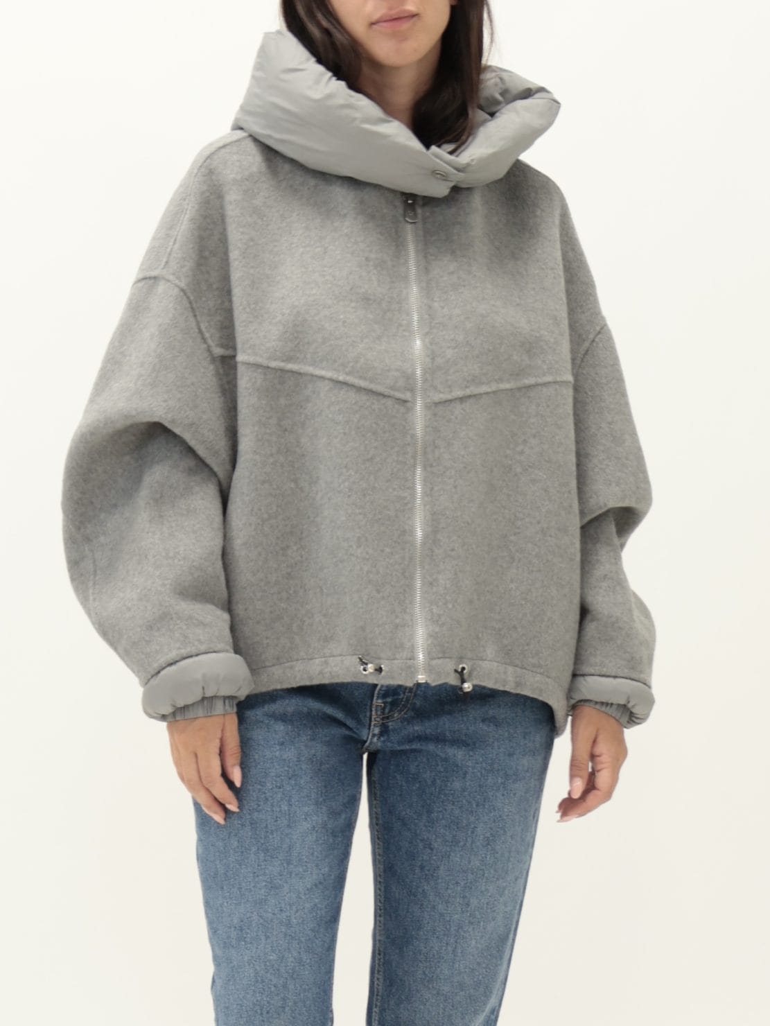 Bomber hand made con cappuccio grigio