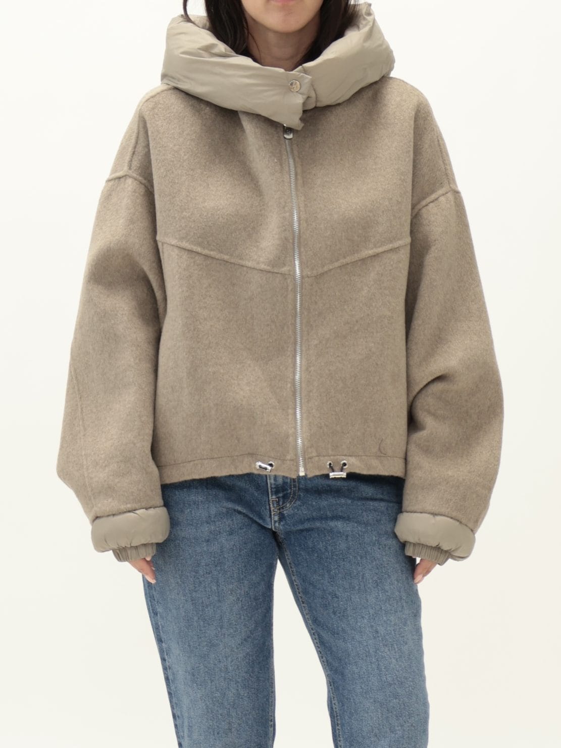 Bomber hand made con cappuccio tortora