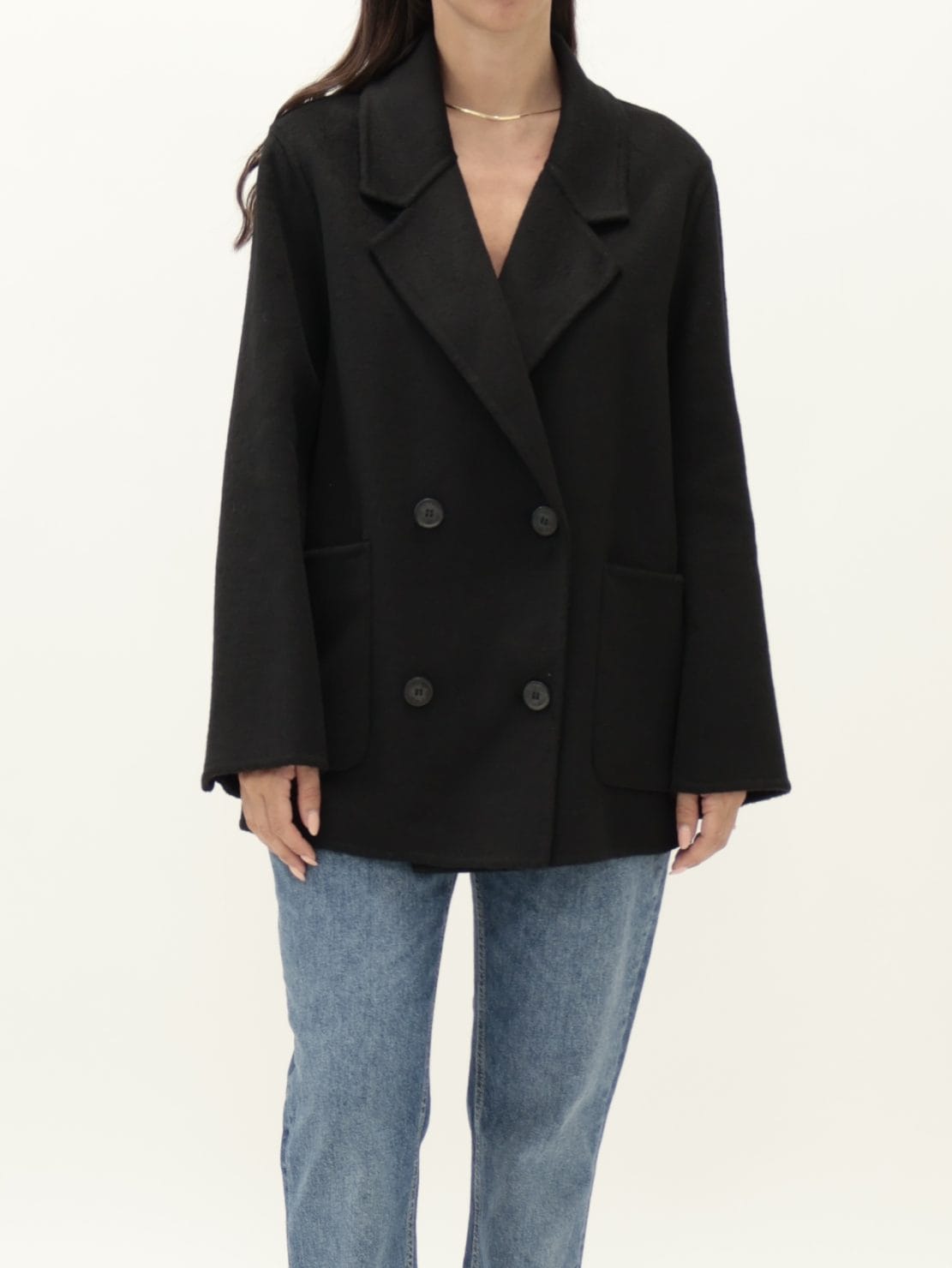 Cappotto corto hand made doppiopetto nero
