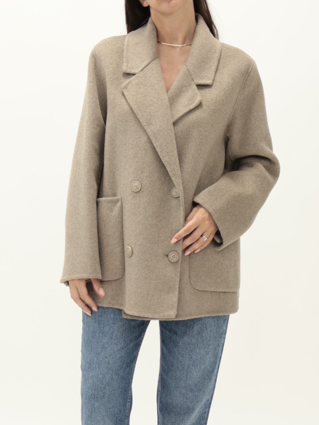 Cappotto corto hand made doppiopetto tortora