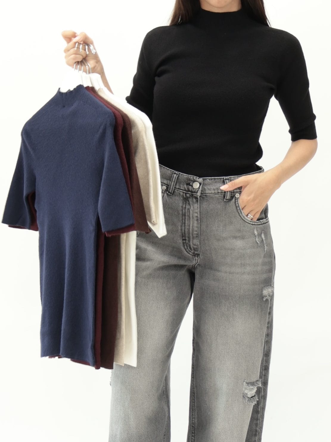 Maglia mezza manica costine strette