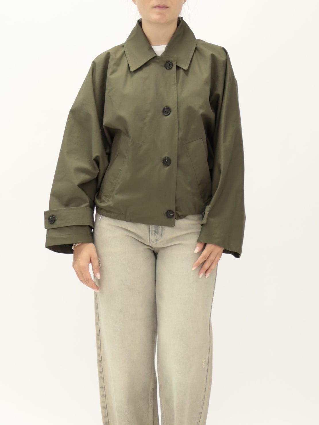 Trench Bottoni zip Militare