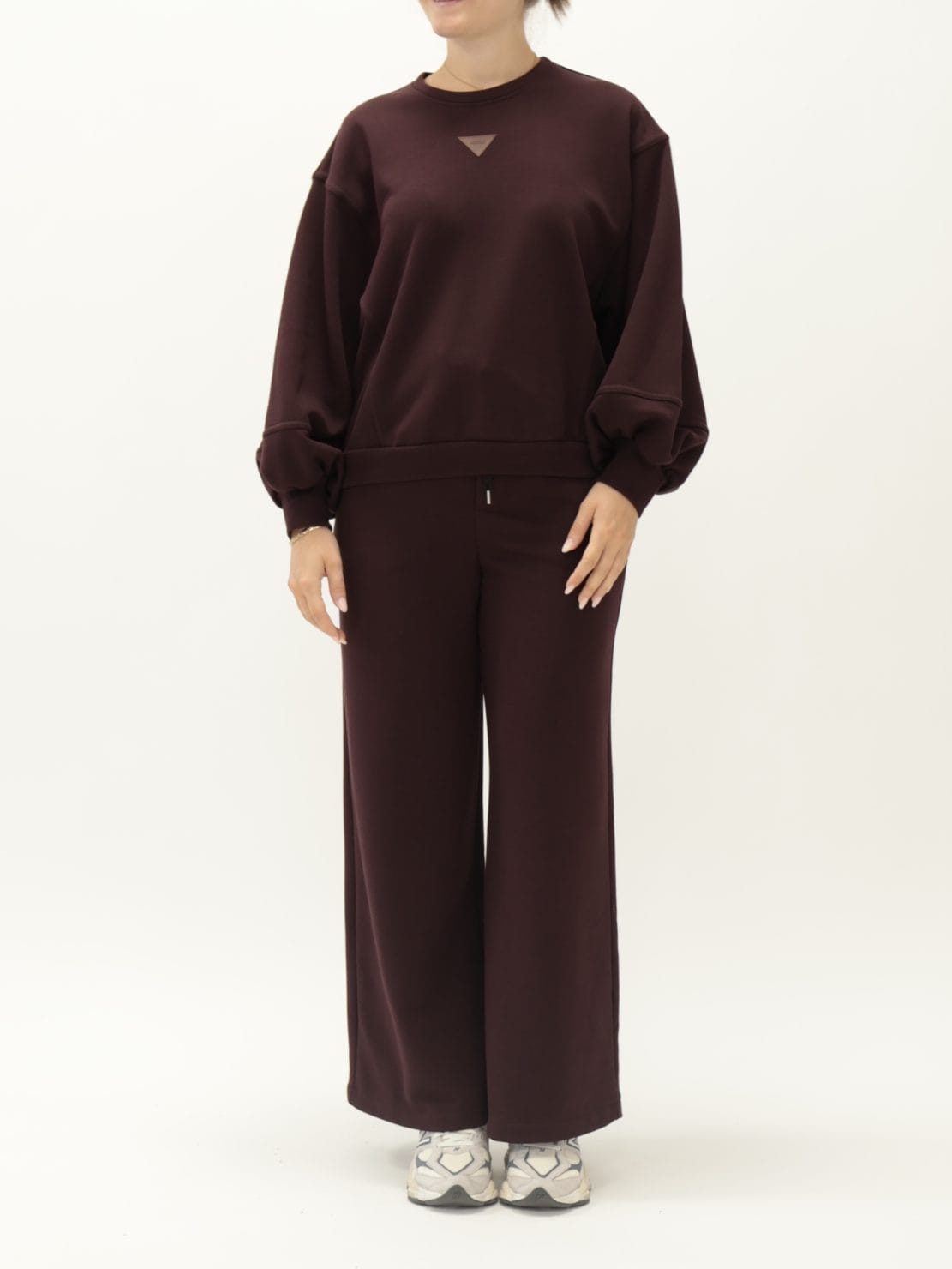 Felpa garzata targhetta bordeaux
