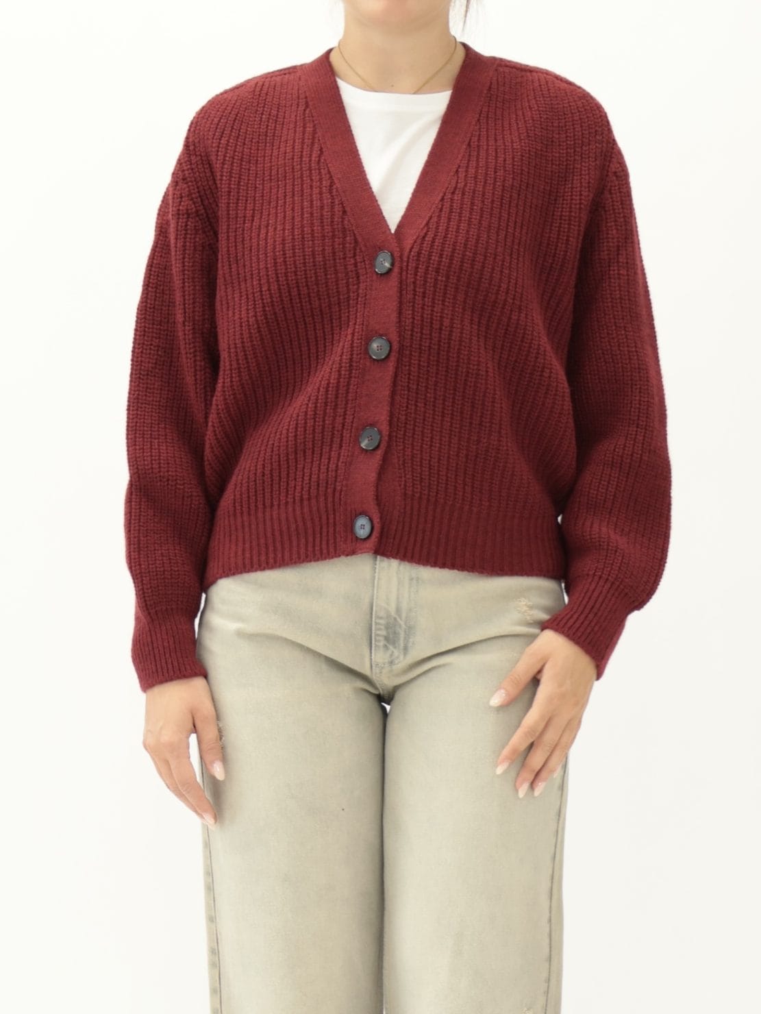 Cardigan Bottoni Bordeaux