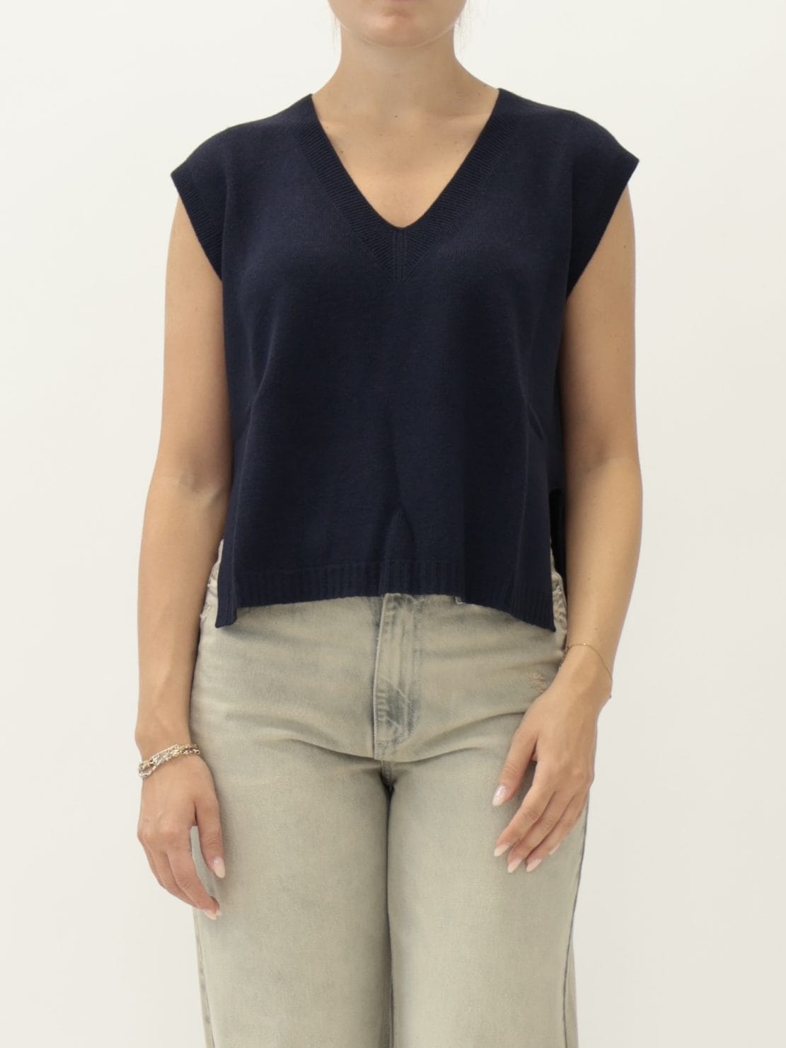 Gilet Smanicato Scollo V Blu