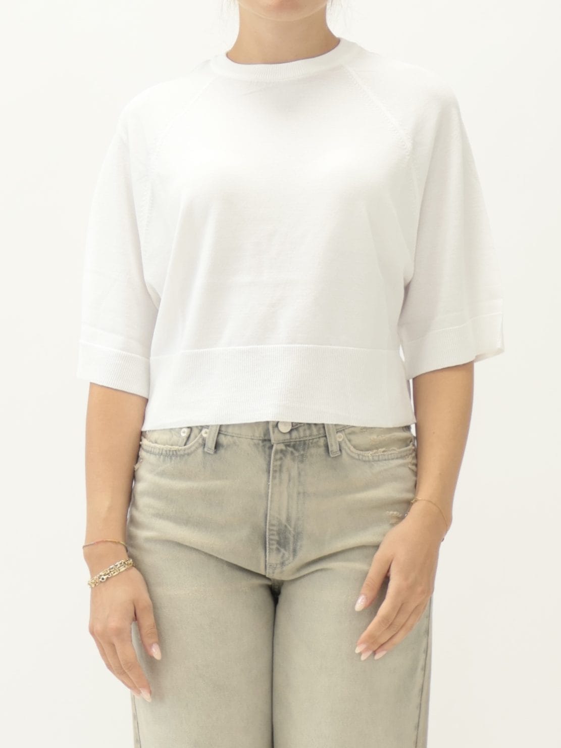 Pullover leggero crop bianco