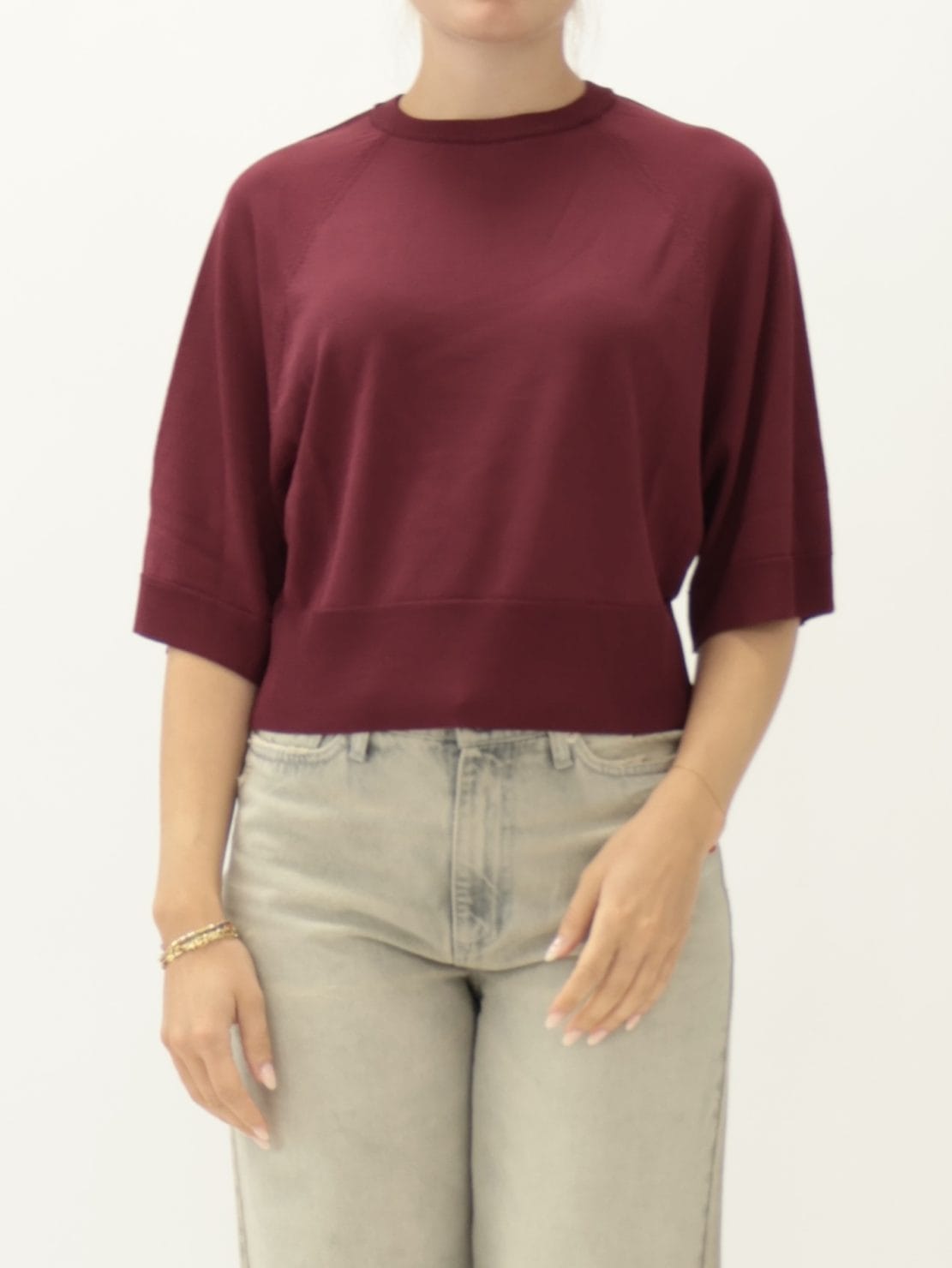 Pullover leggero crop bordeaux