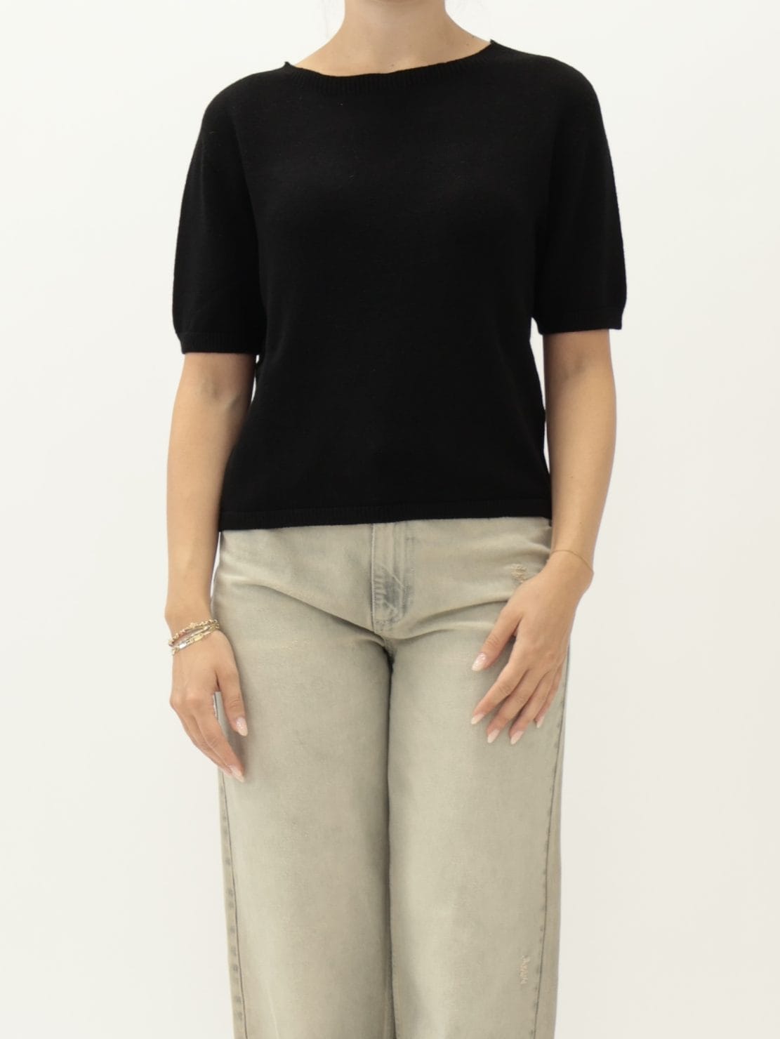 Maglia  Mezza Manica Girocollo Nero