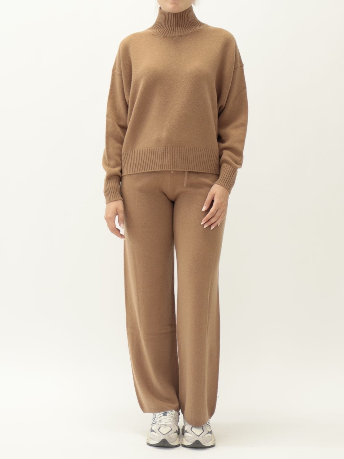 Pullover Collo Cratere Cammello 100% Lana