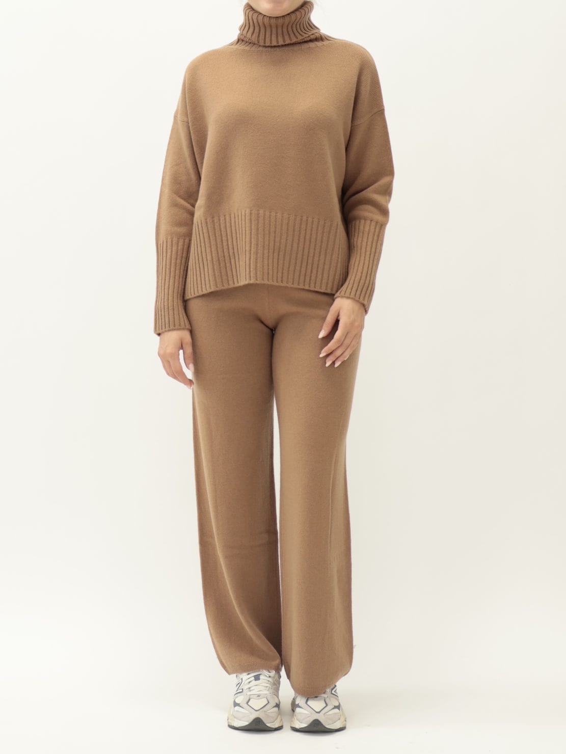 Pullover Collo Alto 100% lana Cammello