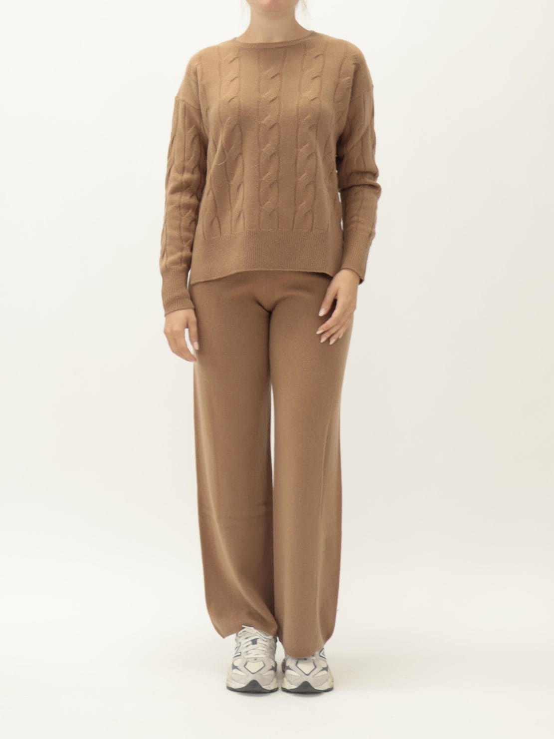 Pullover Treccia Cammello 100% Lana