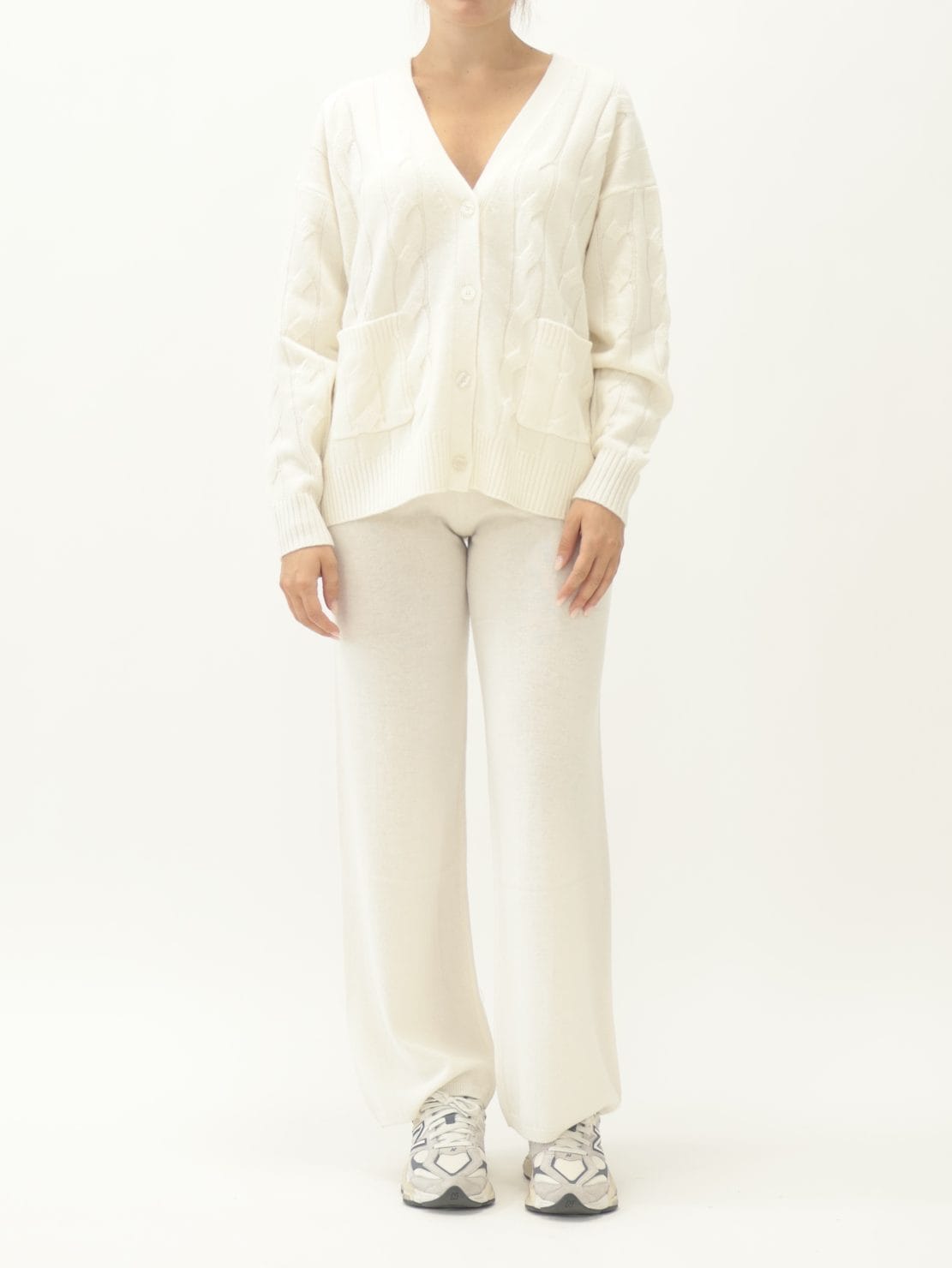 Cardigan Treccia Panna 100% Lana