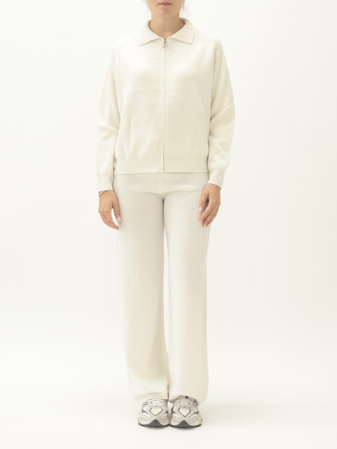 Maglia Zip Panna 100% lana