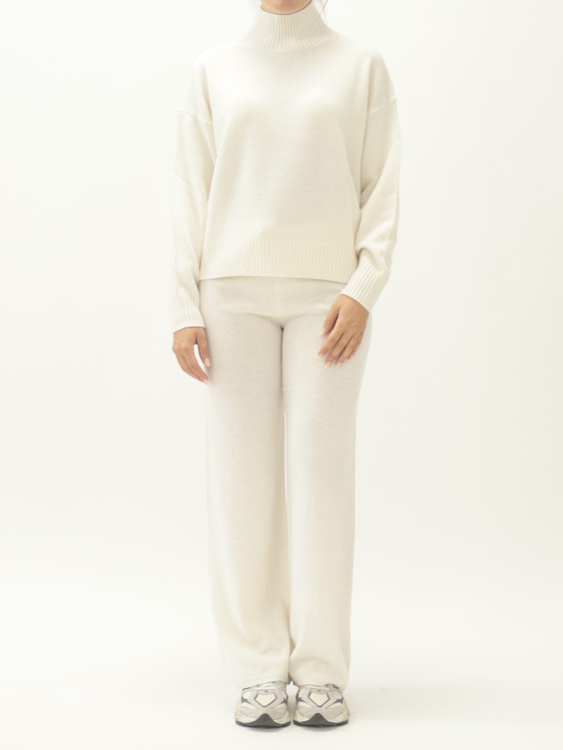 Pullover Collo Cratere Panna 100% Lana