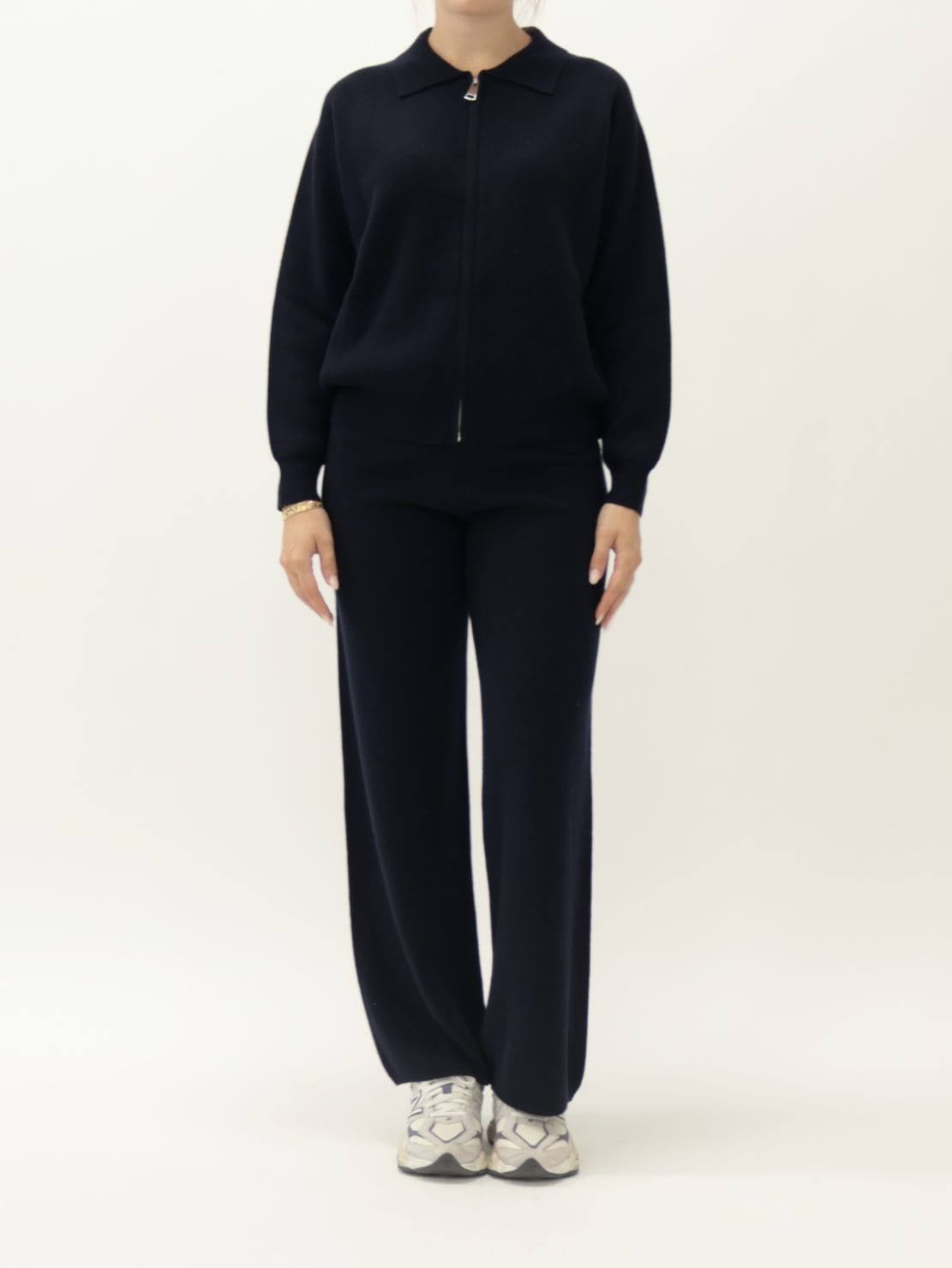 Maglia Zip Blu 100% lana