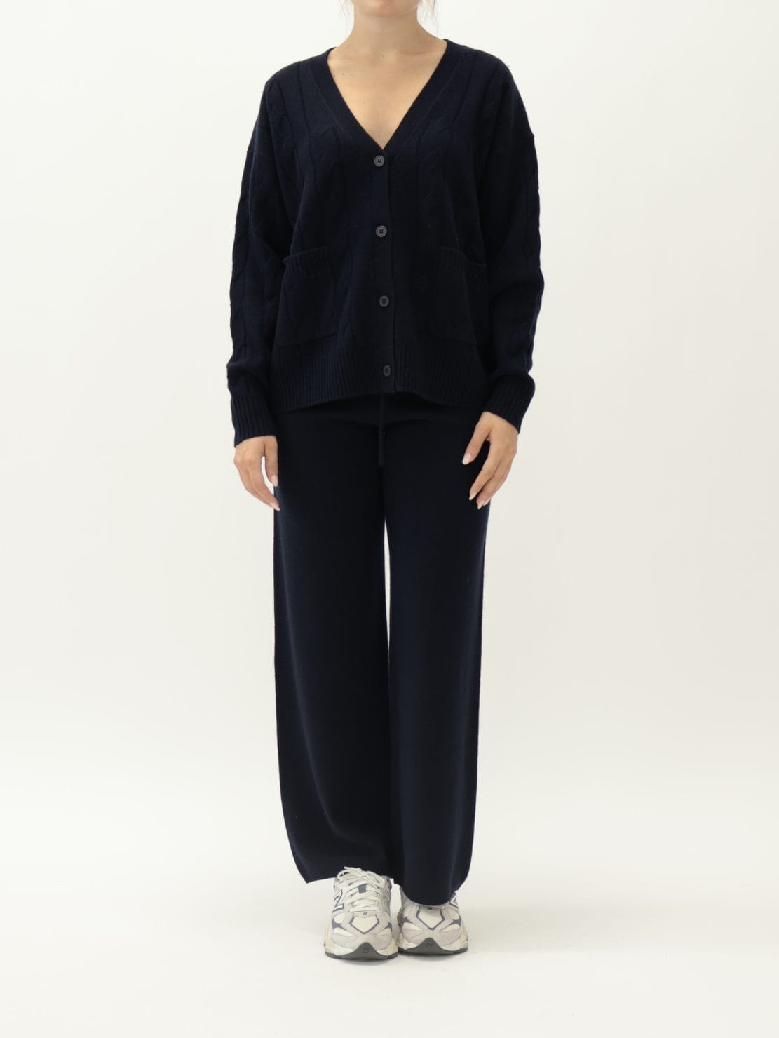Cardigan Treccia Blu 100% Lana