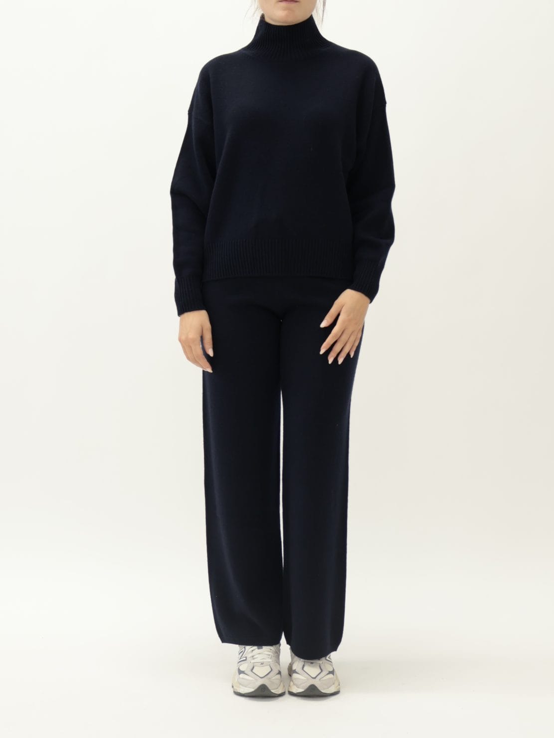 Pullover Collo Cratere Blu 100% Lana