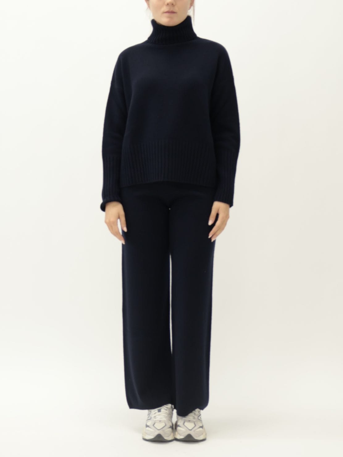 Pullover Collo Alto 100% lana Blu