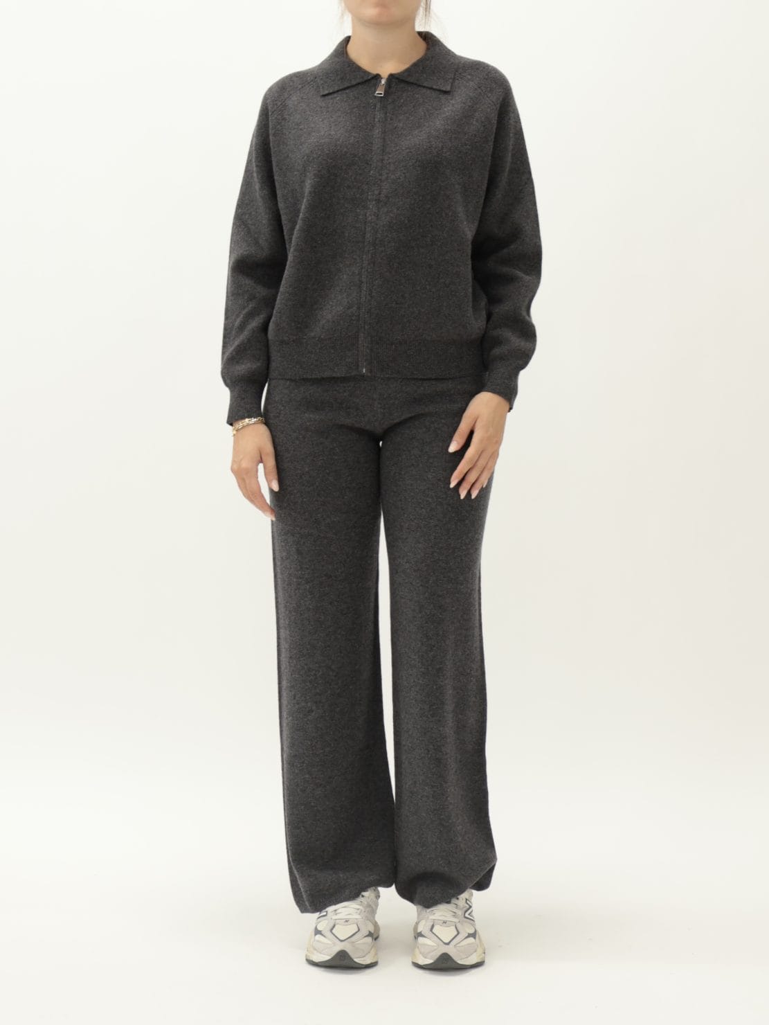 Maglia Zip Antracite 100% lana