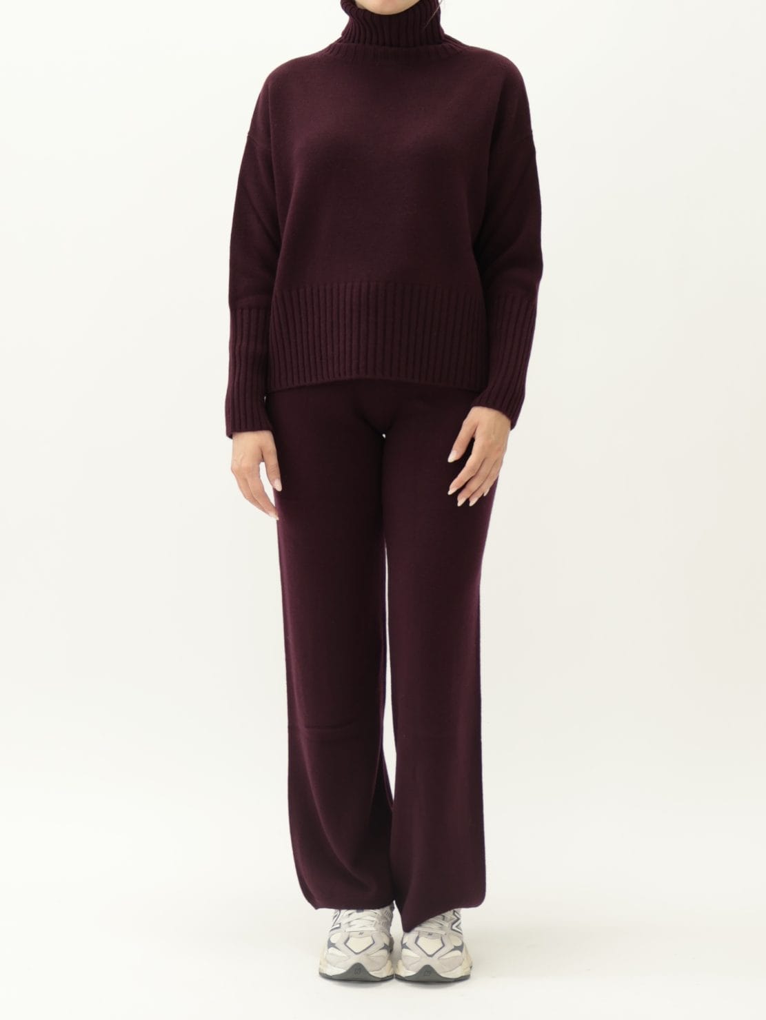 Pullover Collo Alto 100% lana Vino