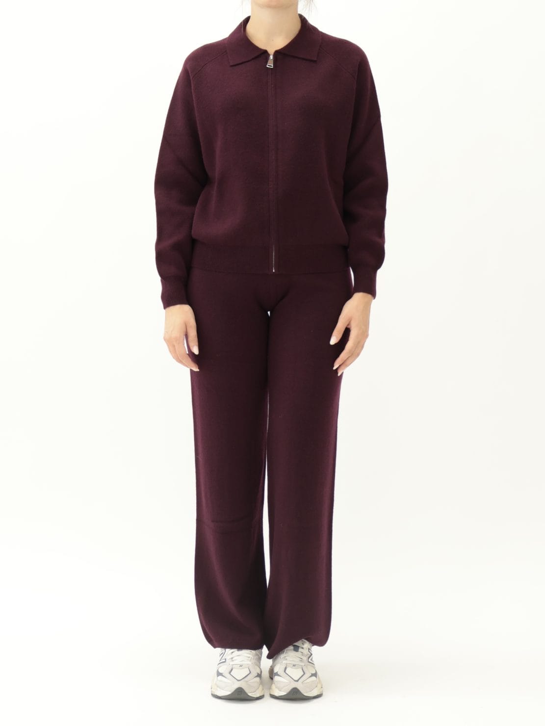 Maglia Zip Vino 100% lana