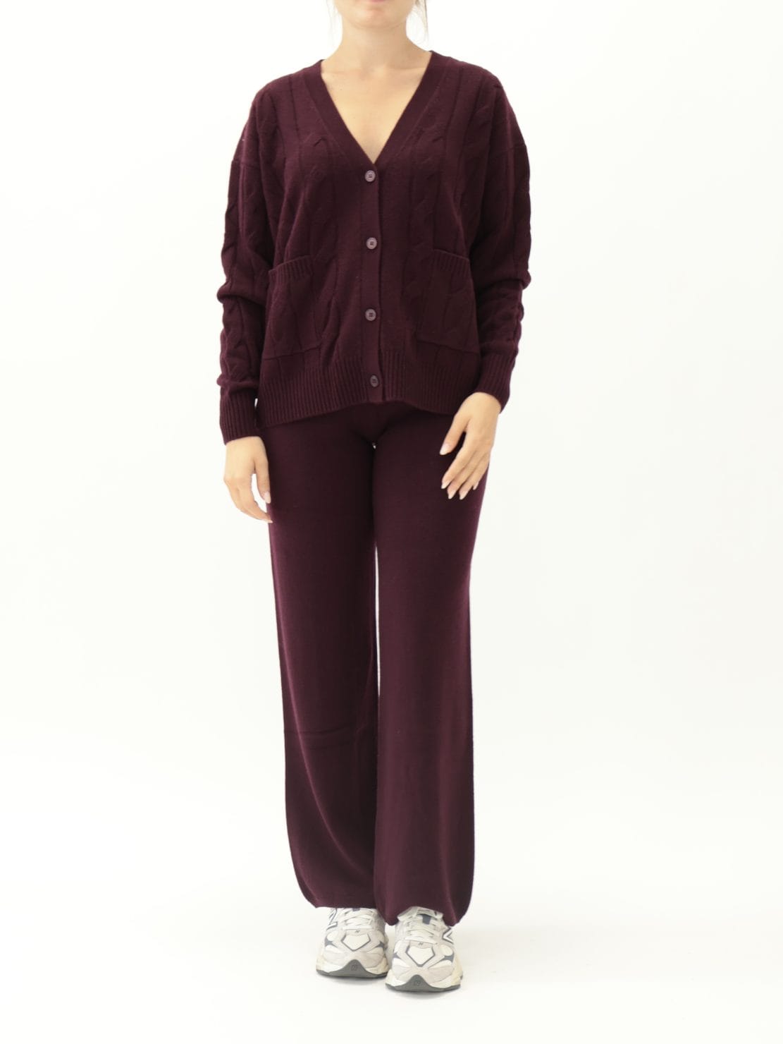 Cardigan Treccia Vino 100% Lana