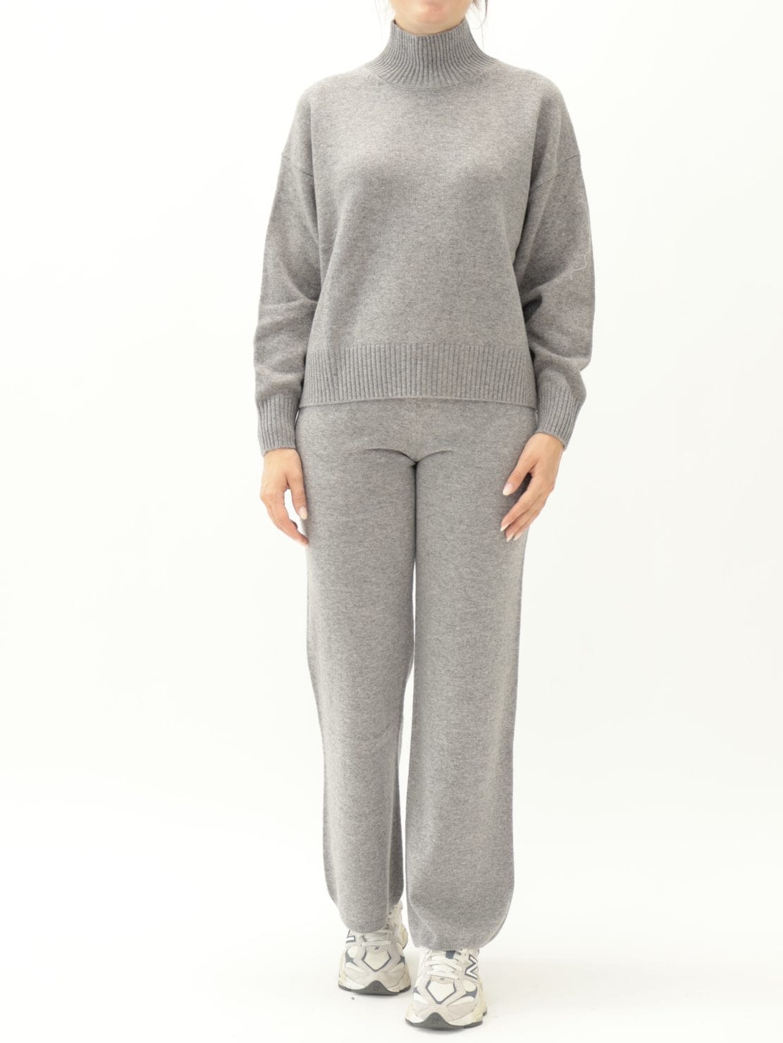 Pullover Collo Cratere Grigio 100% Lana