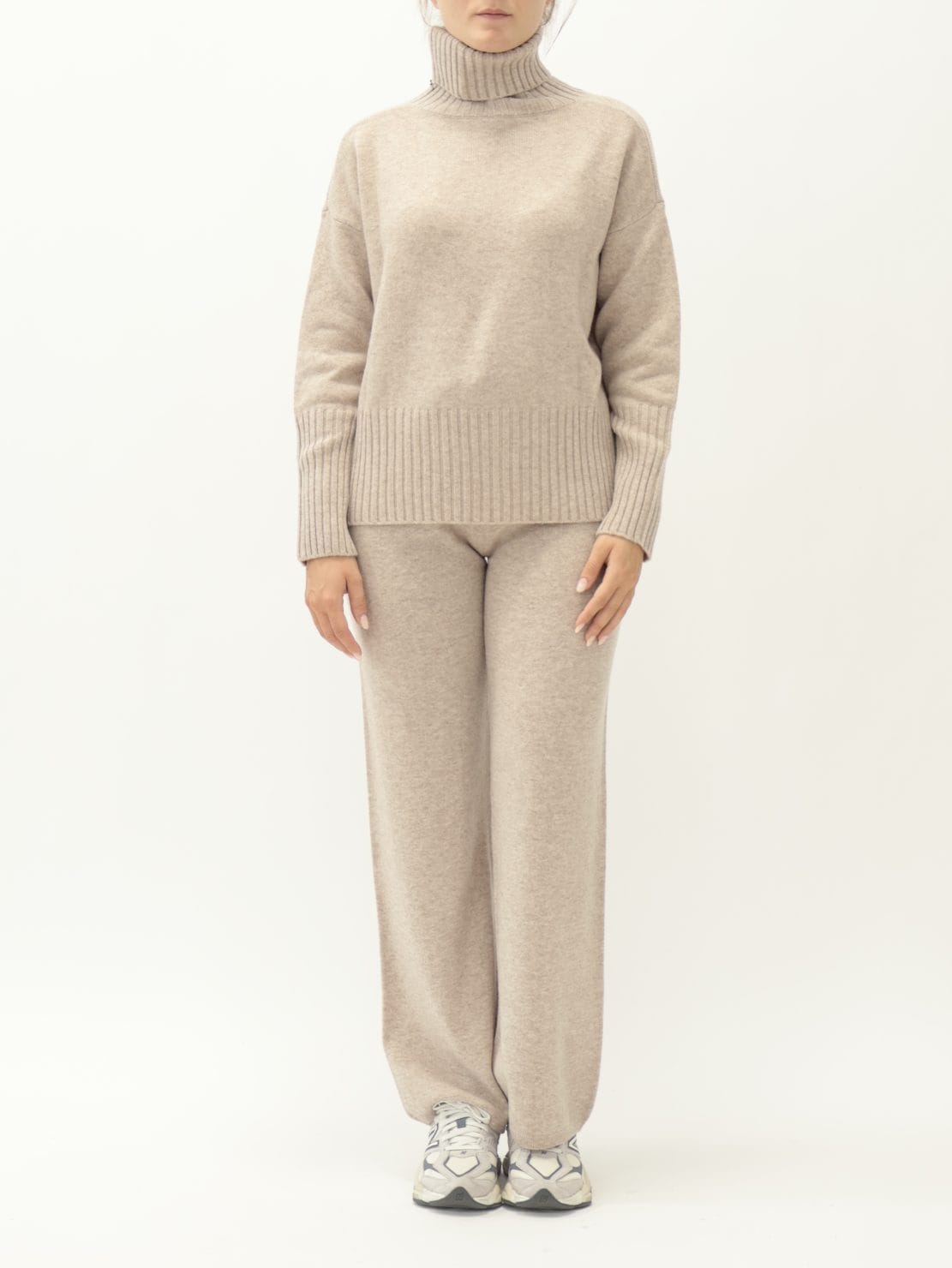 Pullover Collo Alto 100% lana Beige