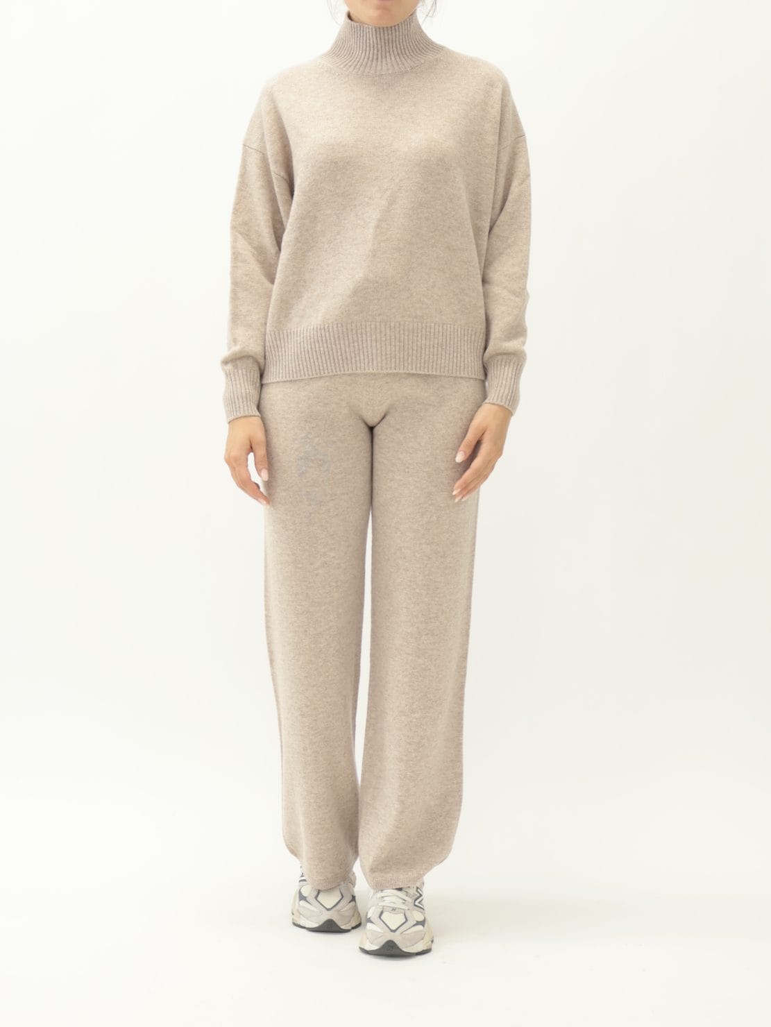 Pullover Collo Cratere Beige 100% Lana