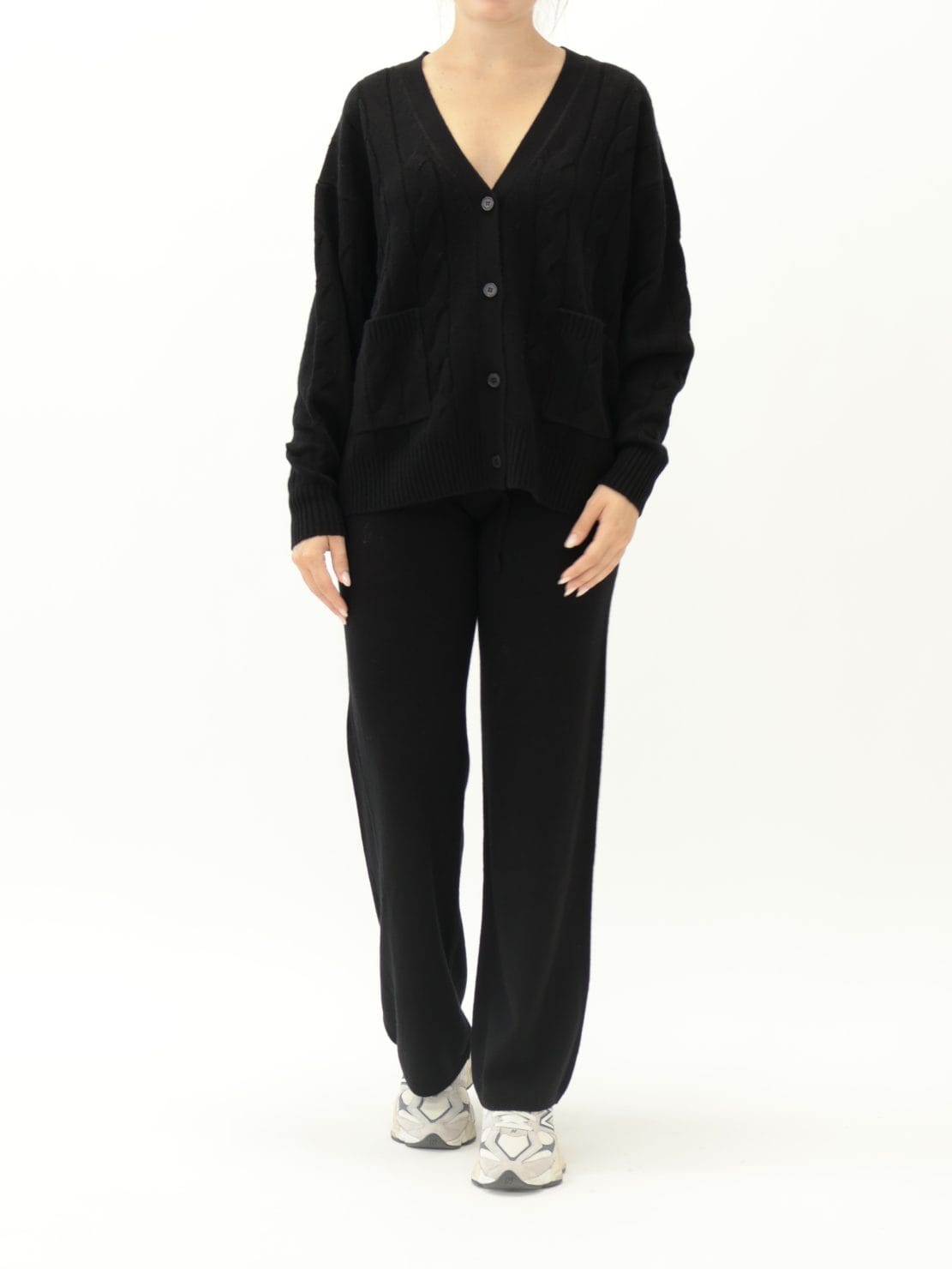 Cardigan Treccia Nero 100% lana