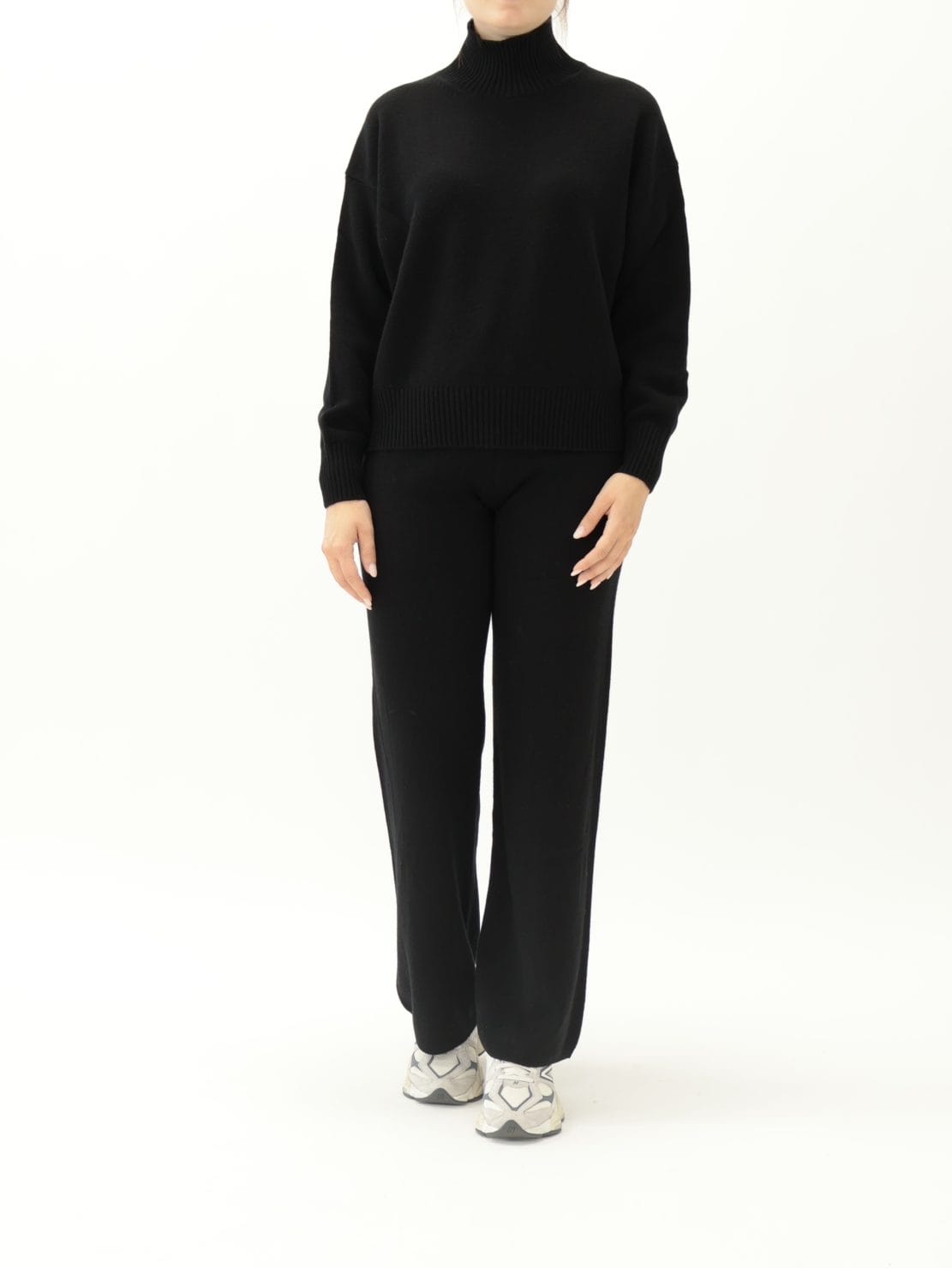 Pullover Collo Cratere Nero 100% Lana