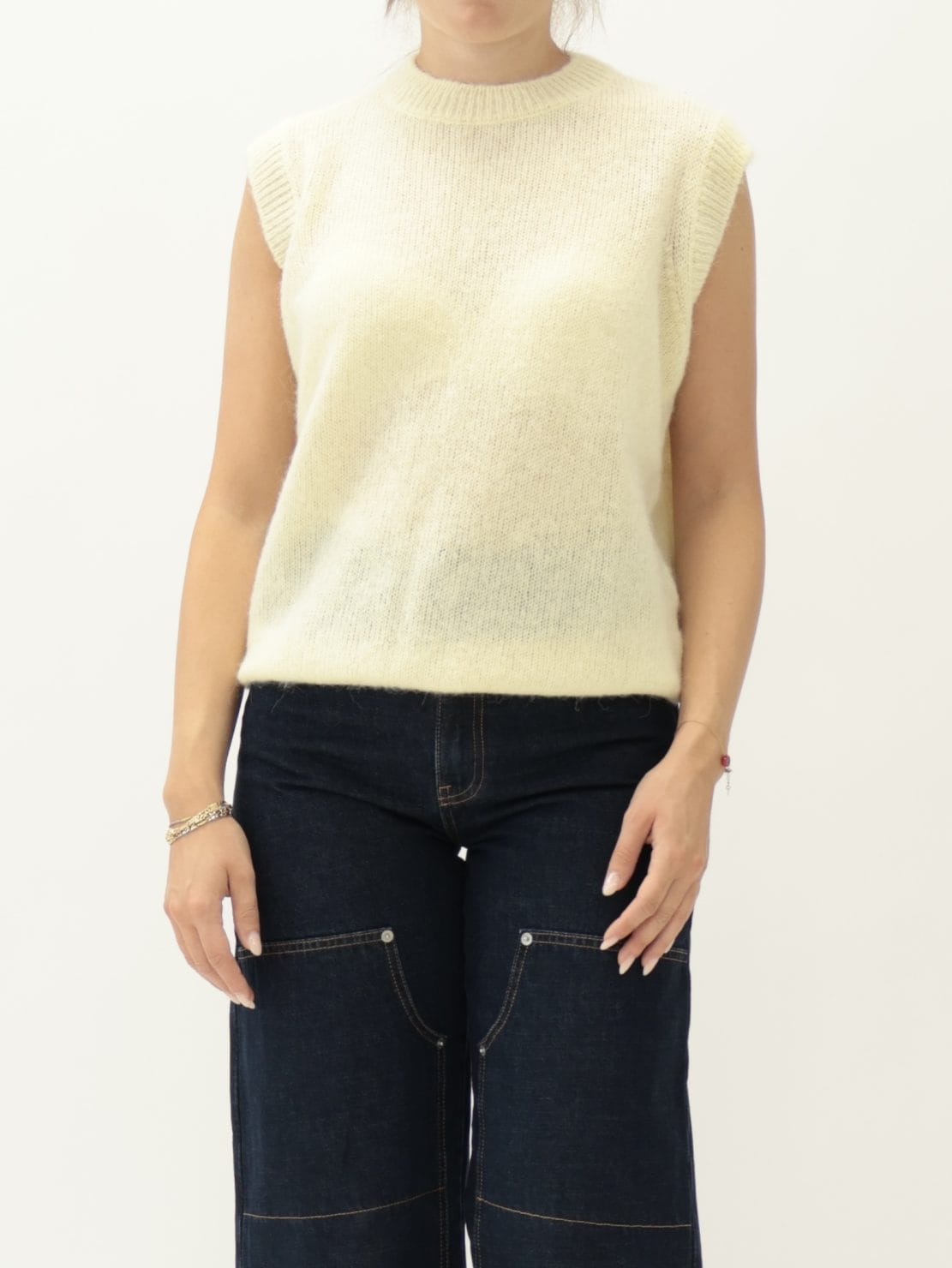 Gilet Smanicato Lana Giallo