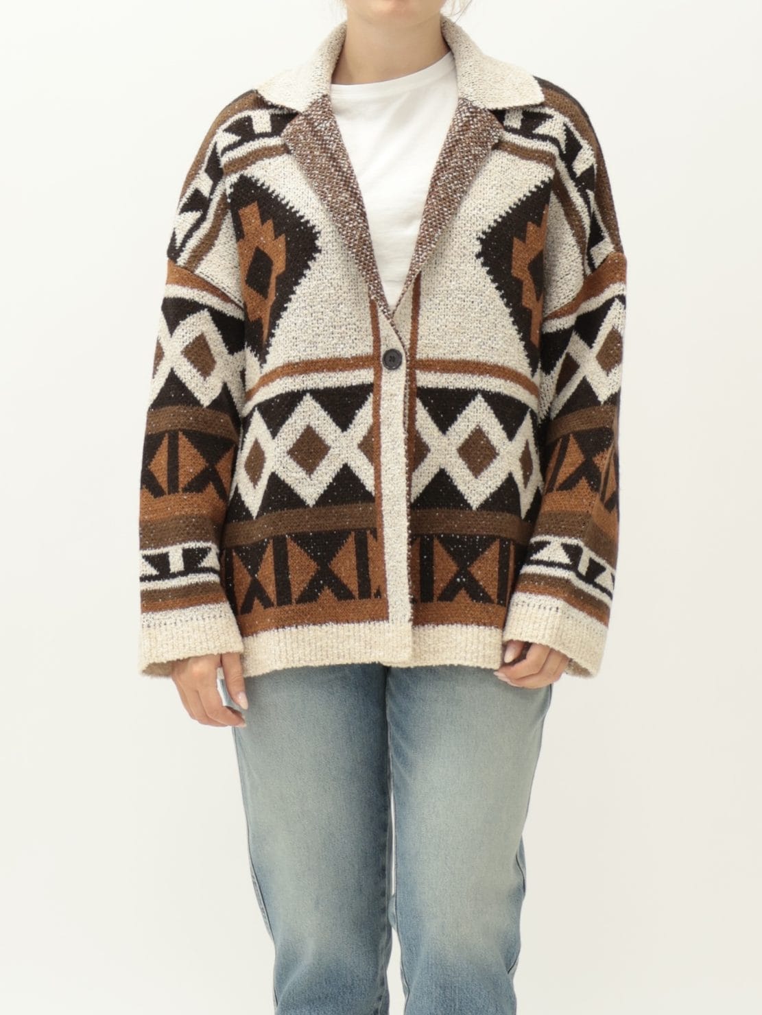 Cardigan Alanui un Bottone CammelloPanna