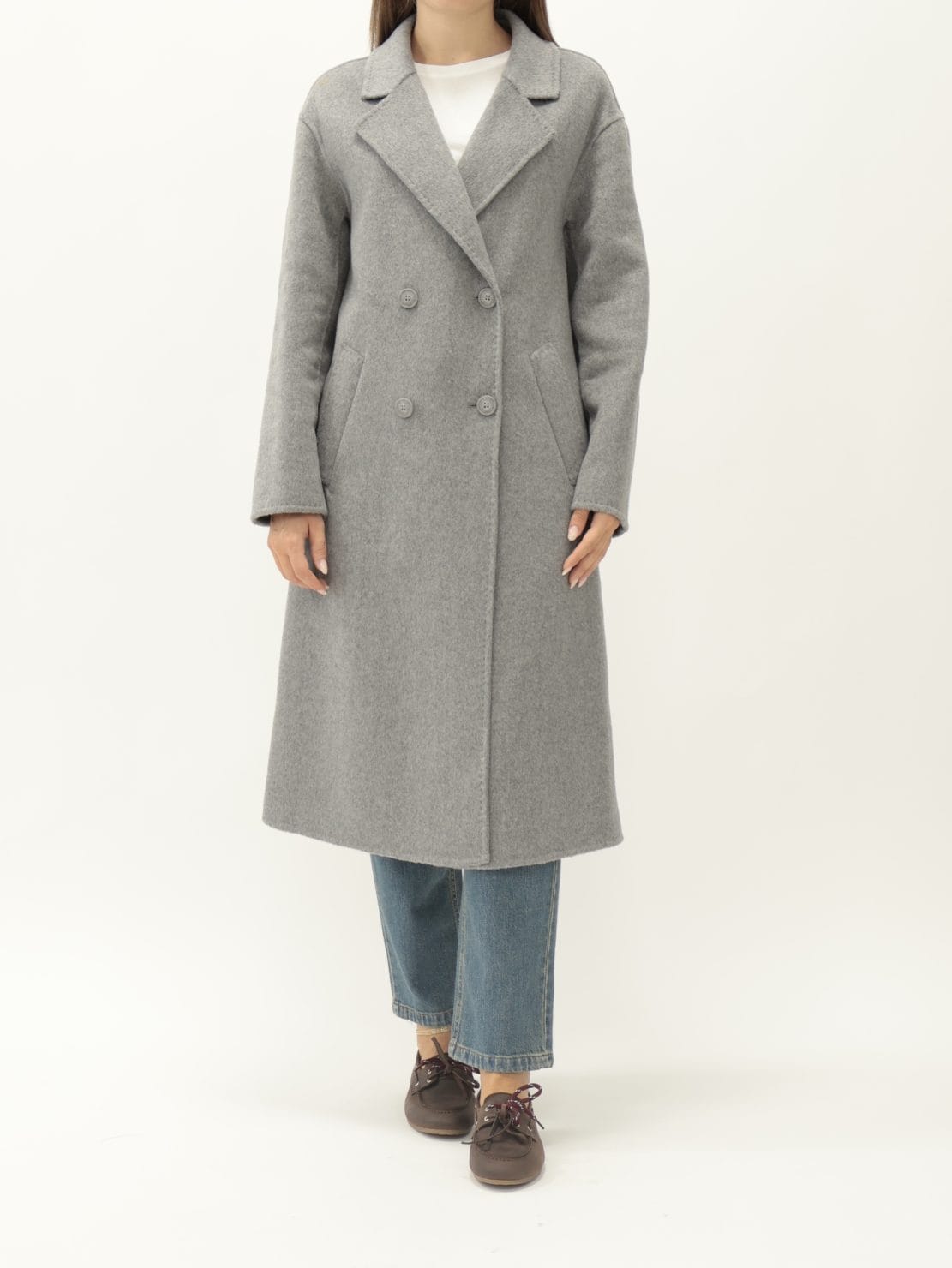 Cappotto hand made slim lungo doppiopetto grigio