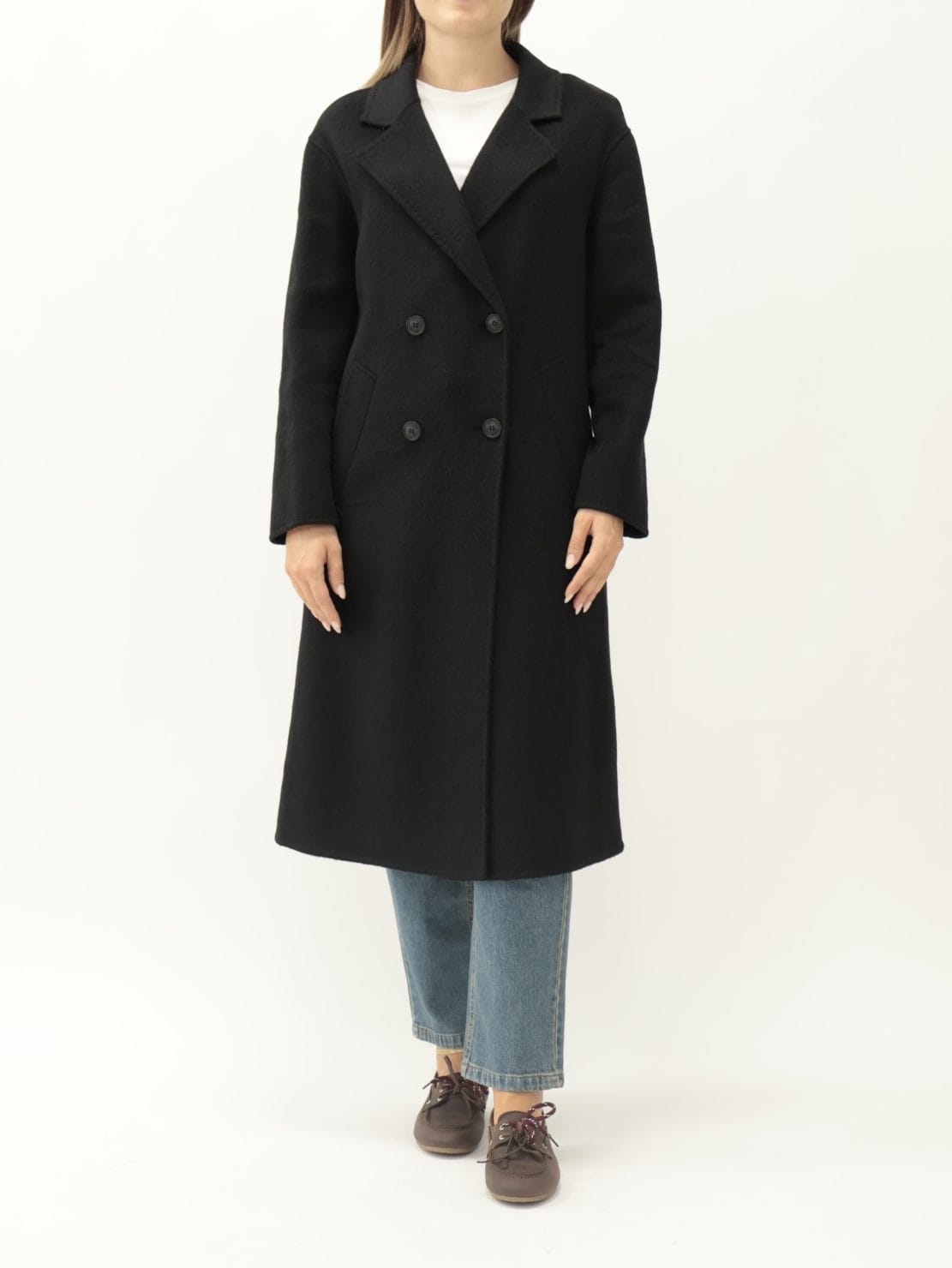 Cappotto hand made slim lungo doppiopetto nero