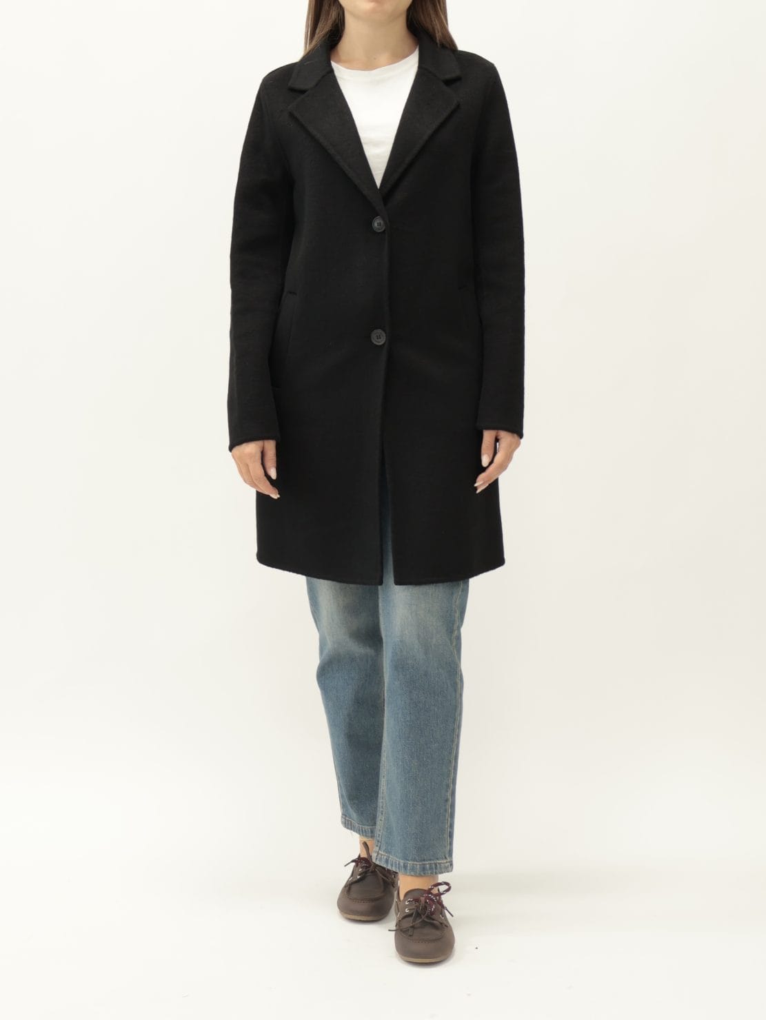 Cappotto hand made slim corto monopetto nero