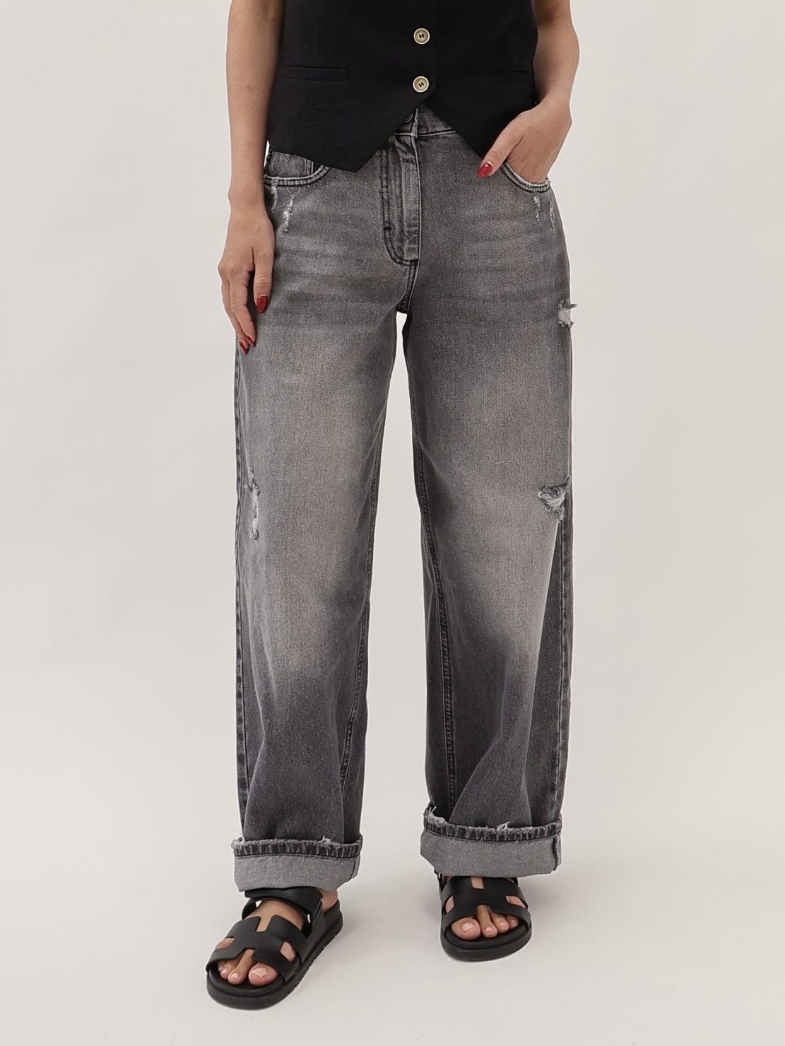 Jeans Bella grigio strappi