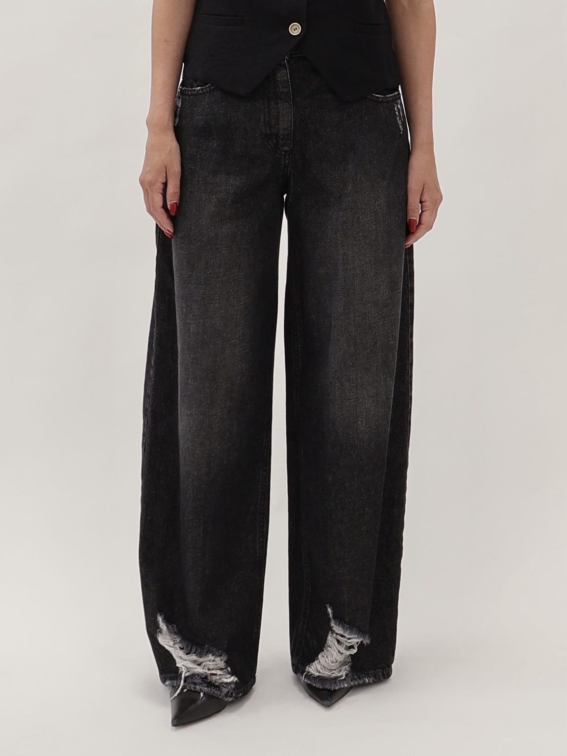 Jeans Bella nero strappi fondo