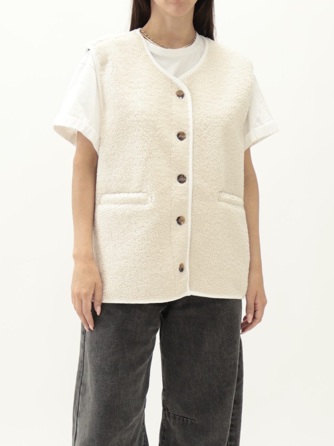 Gilet montone panna