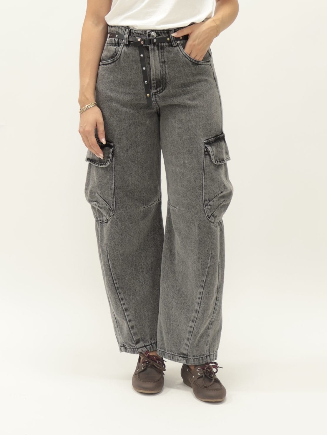 Jeans cargo grigio/nero