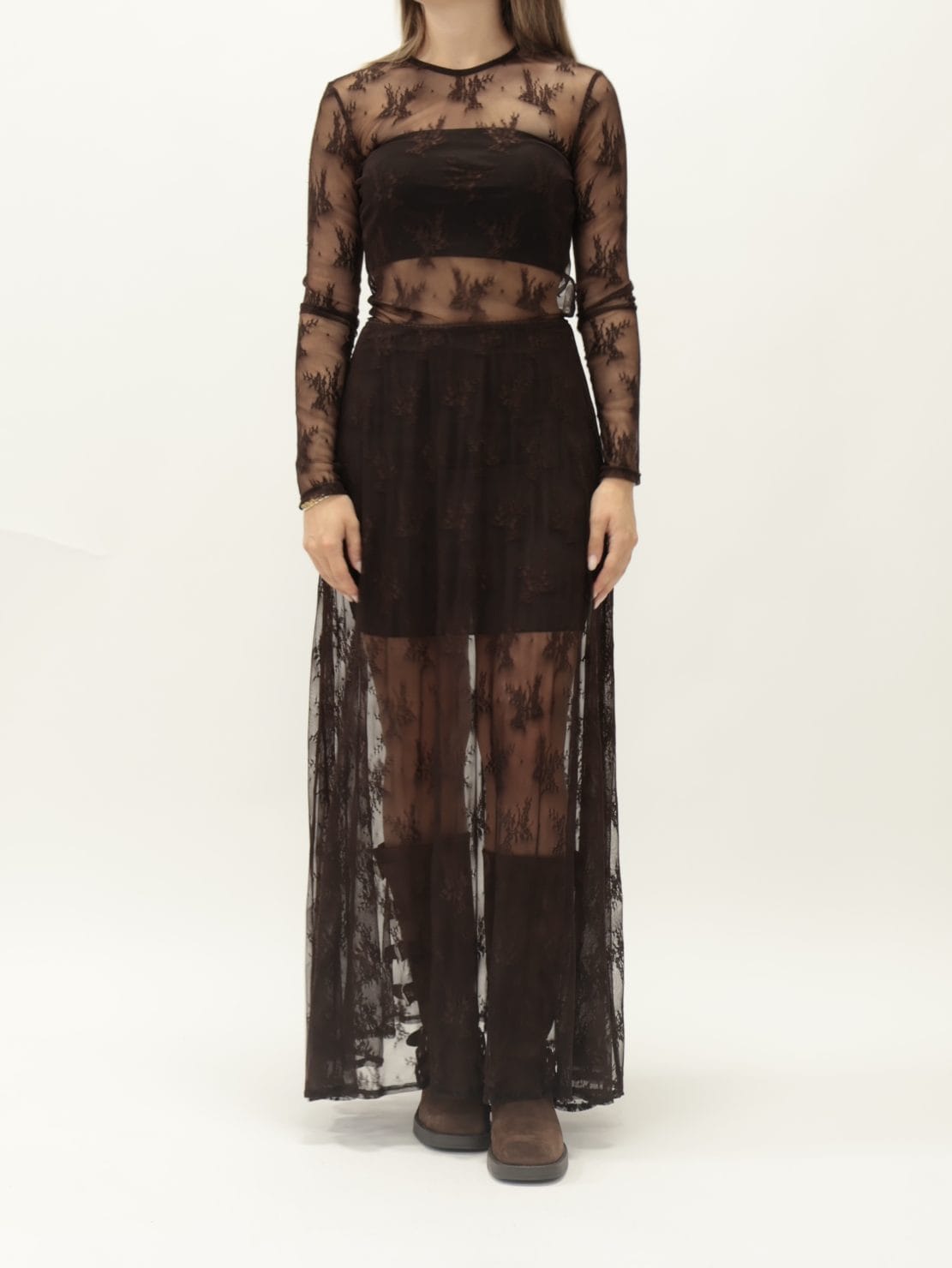 Body pizzo girocollo moro