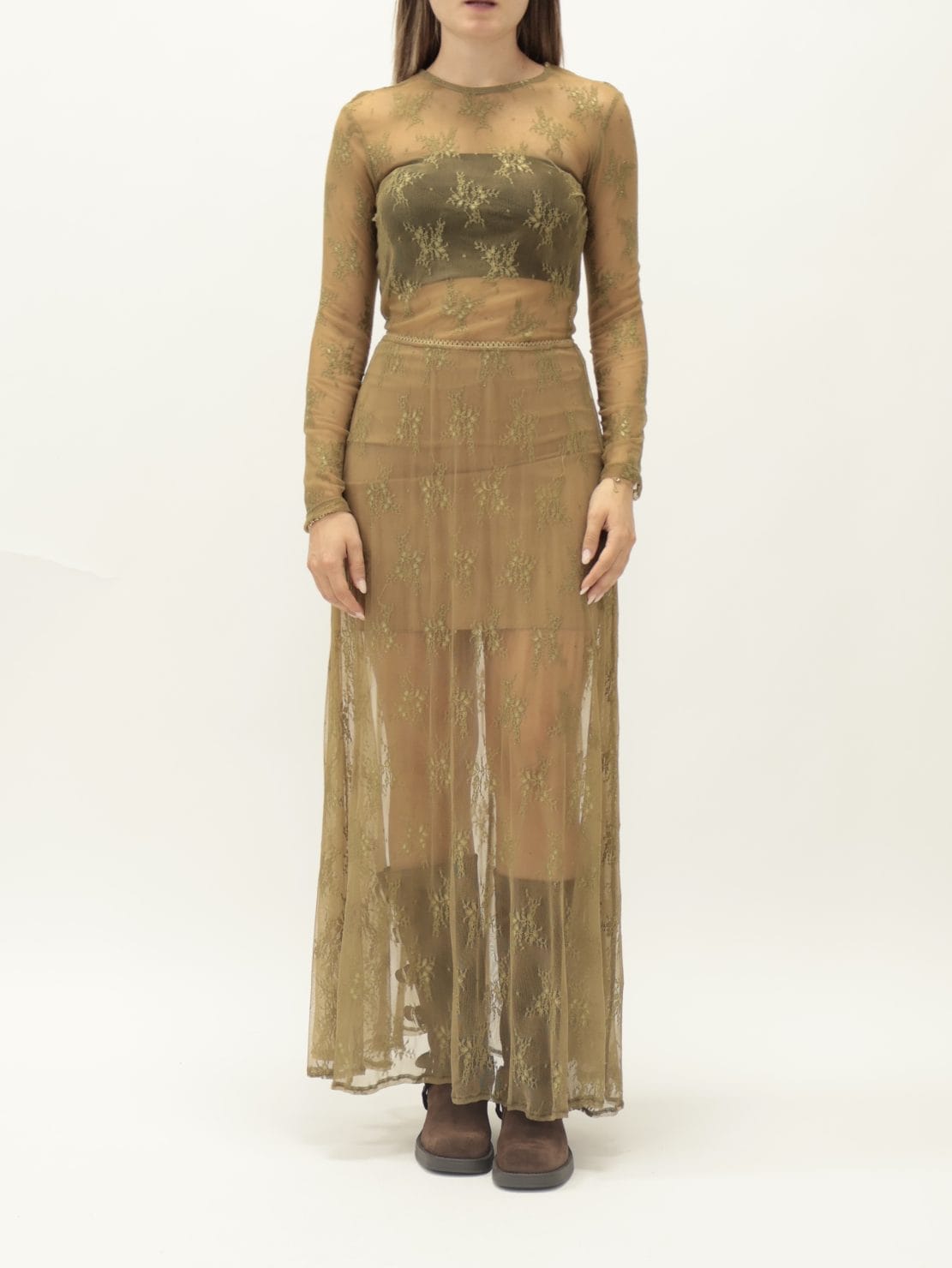 Body pizzo girocollo olio