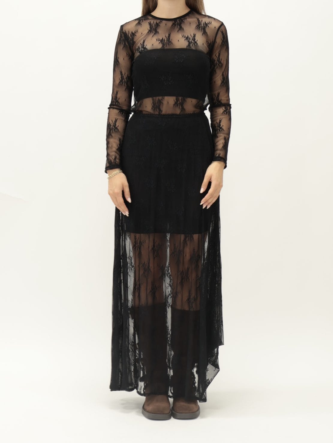 Gonna lunga pizzo nero
