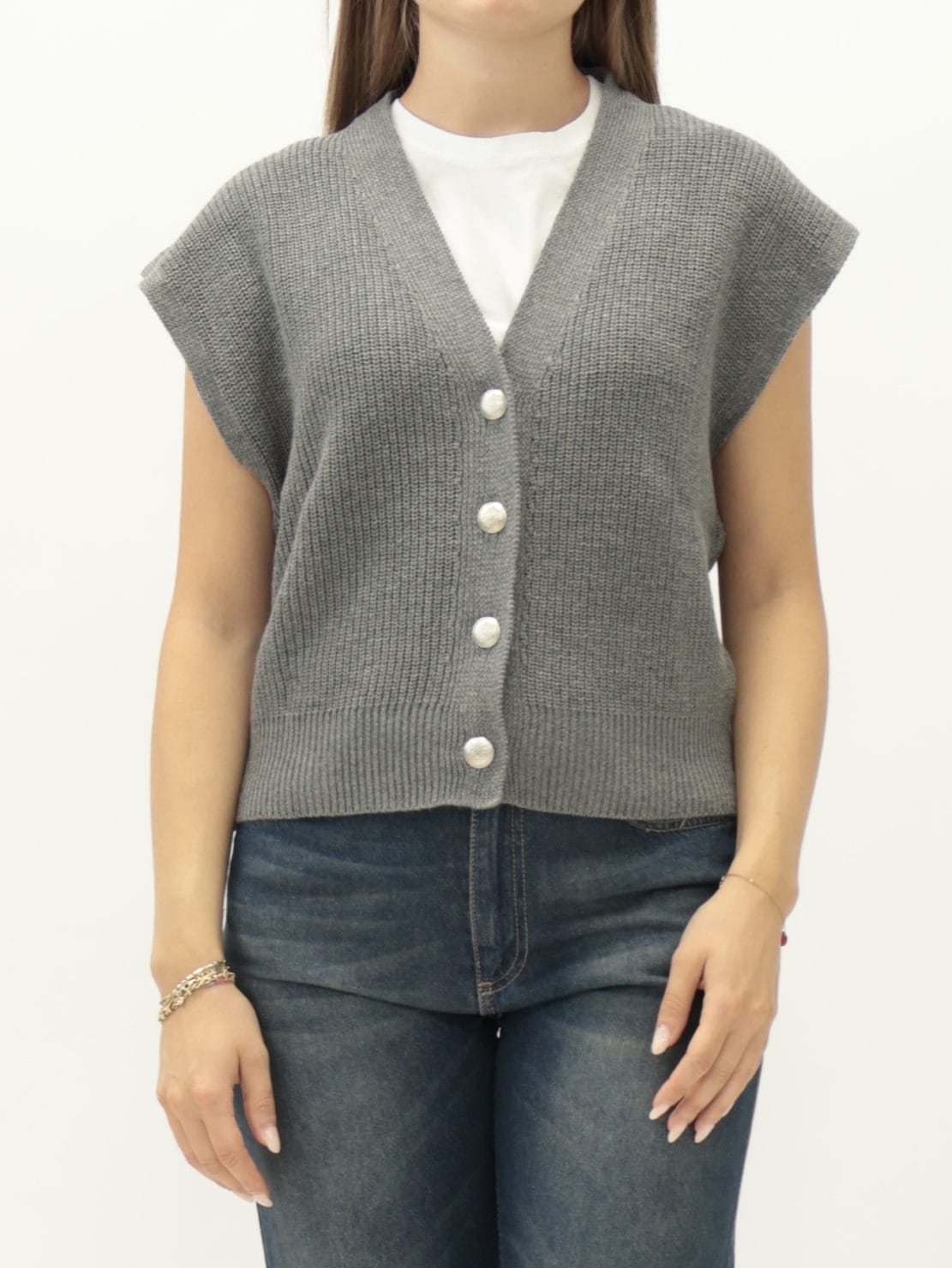 Gilet grigio bottoni argento