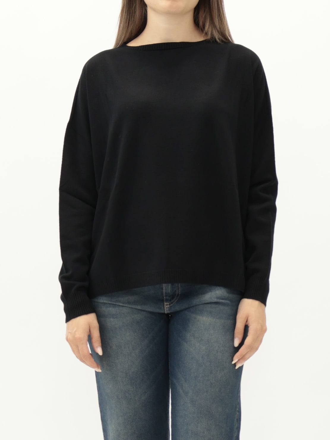 Maglia scollo barca nero