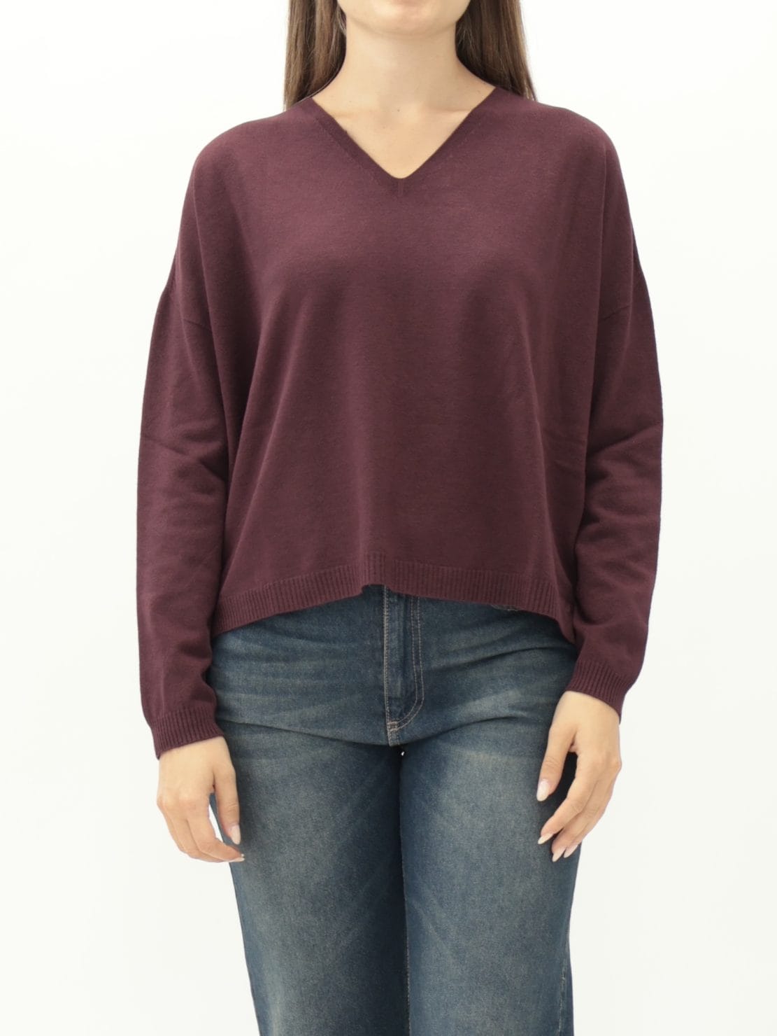 Maglia scollo V viola
