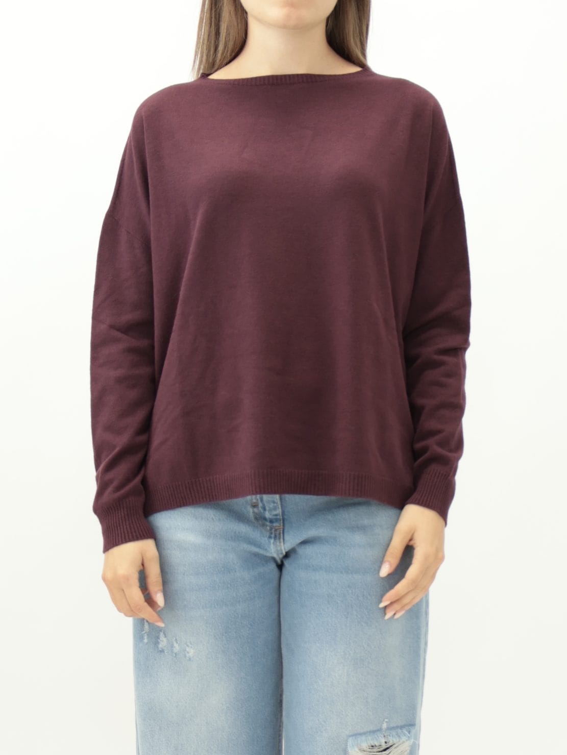 Maglia scollo barca viola