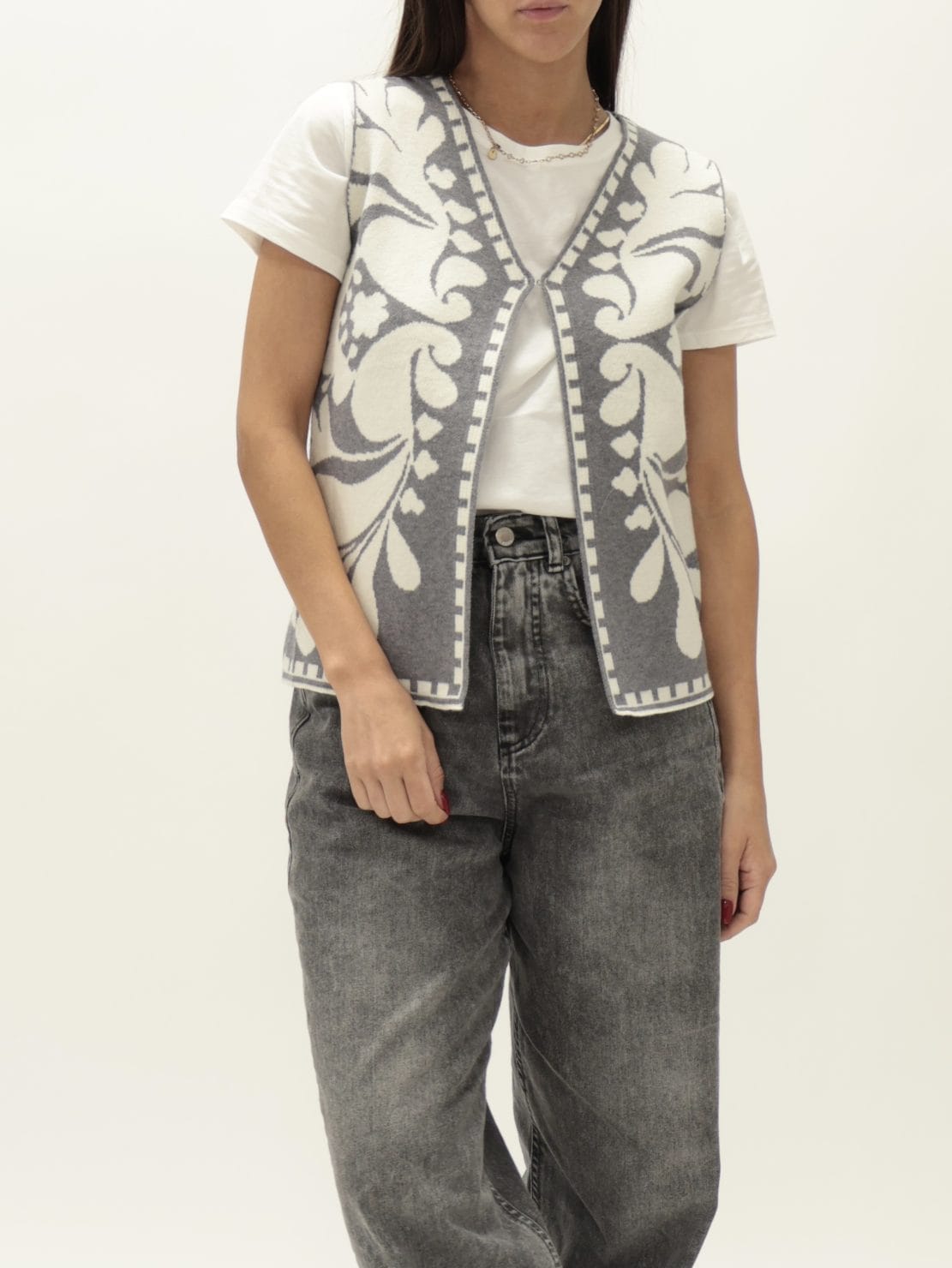 Gilet etnico grigio